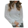 thumbnail image 1 of Vedolay Sweater for Women Turtleneck Oversized Sweaters Spilt Hem Pullover Knit Sweater Tops White,L, 1 of 4