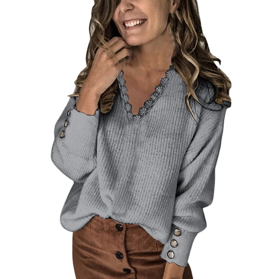 Vedolay Sweaters Oversized Sweaters for Women Crewneck Long Sleeve Knit Warm Pullover Sweater,Gray M