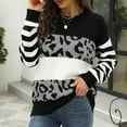 thumbnail image 1 of Vedolay Sweaters Womens Lightweight Sweaters Long Sleeve Crew Neck Color Block Striped Pullover Tops,Gray M, 1 of 2