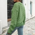 thumbnail image 1 of Vedolay Sweaters Womens Ribbed Knit Long Lantern Sleeves Crewneck Casual Slim Fit Pullover Sweater,Green L, 1 of 4