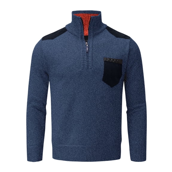 Vedolay Sweaters for Big Men Long Sleeve Lightweight Solid Color Knit Pullover Sweater Blue,L