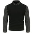 thumbnail image 1 of Vedolay Sweaters for Big Men Long Sleeve Pullover Striped Plus Size Knitted Sweaters Tops Black,M, 1 of 4