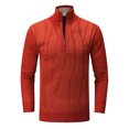 thumbnail image 1 of Vedolay Sweaters for Big Men Solid Color Zipper Pullover Long Sleeve Warm Sweater Top Orange,3XL, 1 of 4