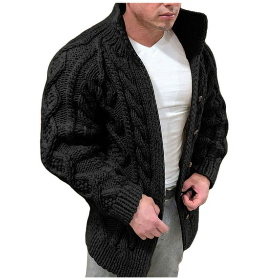 Vedolay Sweaters for Men Long Sleeve Cardigan Sweaters for Men Lightweight Black,4XL