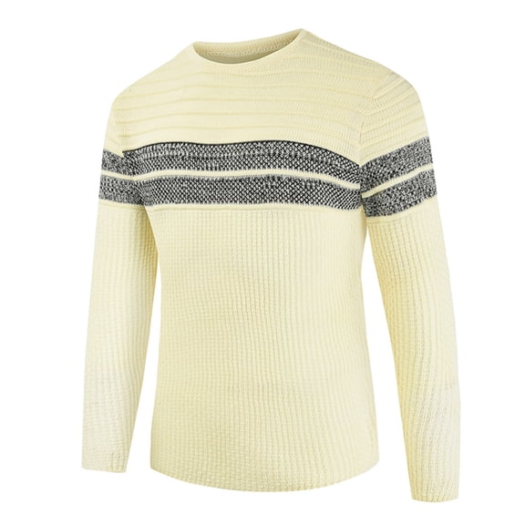 Vedolay Sweaters for Men Long Sleeve Knitted Sweater Warm Top Beige,S