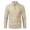 thumbnail image 1 of Vedolay Sweaters for Men Winter Zipper Sweater Loose Casual Warm Pullover Beige,3XL, 1 of 3