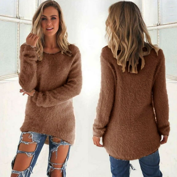 Vedolay Sweaters for Women 2023 Fall Sweater Casual Long Sleeve Turtleneck Loose Knit Tops,Coffee 3XL