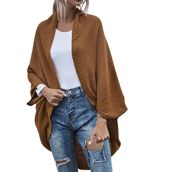Vedolay Sweaters for Women Autumn Loose Fashion Casual Solid Sweater Brown,L