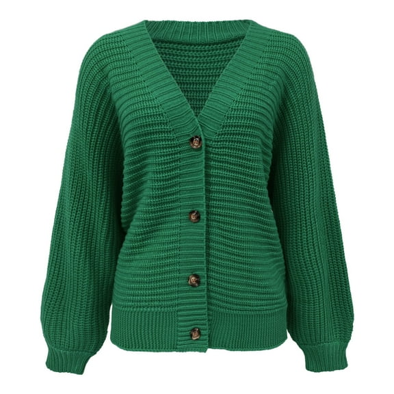 Vedolay Sweaters for Women Knit Zip Cardigan Sweater with Pockets Green,S