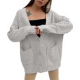 thumbnail image 1 of Vedolay Sweaters for Women Long Sleeve Crochet Knit Draped Open Sweater Cardigan Gray,XL, 1 of 5