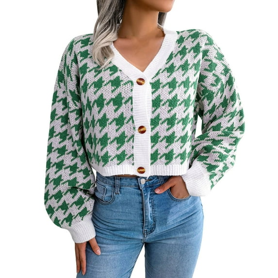 Vedolay Sweaters for Women Open Front Casual Solid Color Knit Coat with Pockets Green,L