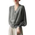 thumbnail image 1 of Vedolay Sweaters for Women Trendy Button Down Long Sleeve Soft Knit Cardigan Coat Gray,One Size, 1 of 5