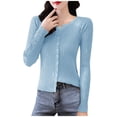 thumbnail image 1 of Vedolay Sweaters for Women Trendy Classic Button Down Long Sleeve Soft Knit Sweater Cardigan Blue,One Size, 1 of 5