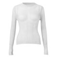 thumbnail image 1 of Vedolay Sweaters for Women Trendy Fall Sweaters Round Neck Striped Cute Winter Pullover Sweaters for Women,White S, 1 of 5