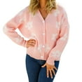thumbnail image 1 of Vedolay Sweaters for Women Trendy Long Sleeve Cardigan Sweaters Open Front Button Down Loose Sweaters Pink,XL, 1 of 5