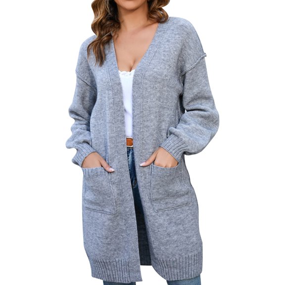 Vedolay Sweaters for Women Trendy Open Front Knit Coat Sweaters for Women Dark Gray,S