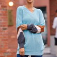 thumbnail image 1 of Vedolay Sweaters for Women Trendy Women's Lightweight Long Sleeve Crew Neck Striped Casual Knitted Pullover Tops,Blue S, 1 of 4