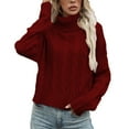 thumbnail image 1 of Vedolay Sweaters for Women Trendy Women's Ribbed Knit Long Lantern Sleeves Crewneck Casual Slim Fit Pullover Sweater,A S, 1 of 4