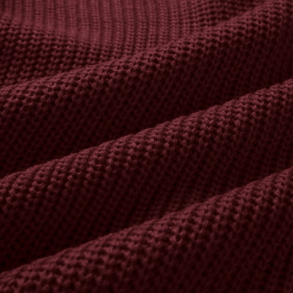 Vedolay Sweaters for Women Trendy Womens 2023 Lantern Long Sleeve Crewneck Casual Solid Color Ribbed Pullover Sweater,Red M