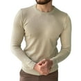 thumbnail image 1 of Vedolay Sweaters for Young Men Crewneck Sweater Soft Casual Pullover for Men Khaki,M, 1 of 5