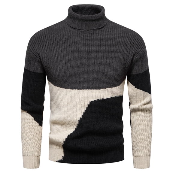 Vedolay Sweaters for Young Men Long Sleeve Slim Knitted Sweaters Tops for Men Fall Black,L