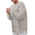 thumbnail image 1 of Vedolay Sweaters for Young Men Oversized Sweaters Spilt Hem Pullover Knit Sweater Tops Grey,XL, 1 of 5