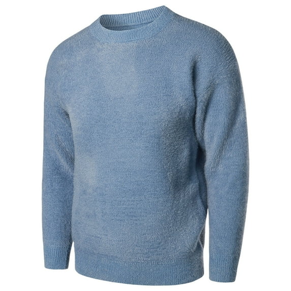 Vedolay Sweaters for Young Men Solid Color Knitted Sweaters Pullovers Tops for Women Blue,2XL