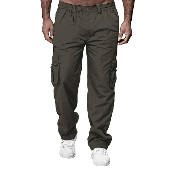 Vedolay Sweatpants for Men Solid Casual Multiple Pockets Outdoor Fitness Pants Trousers Coffee,XL