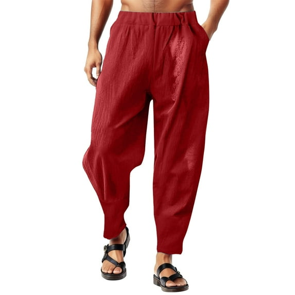 Vedolay Sweatpants with Pockets Men Baggy Pants with Pockets Plain Trousers Pants Clothing Red,L