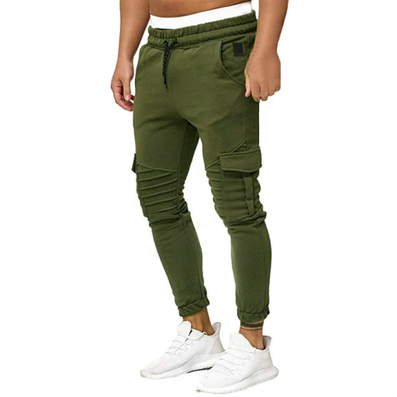 Vedolay Sweatpants with Pockets Men Casual Trousers Yoga Beach Lounge Pants Army Green,L