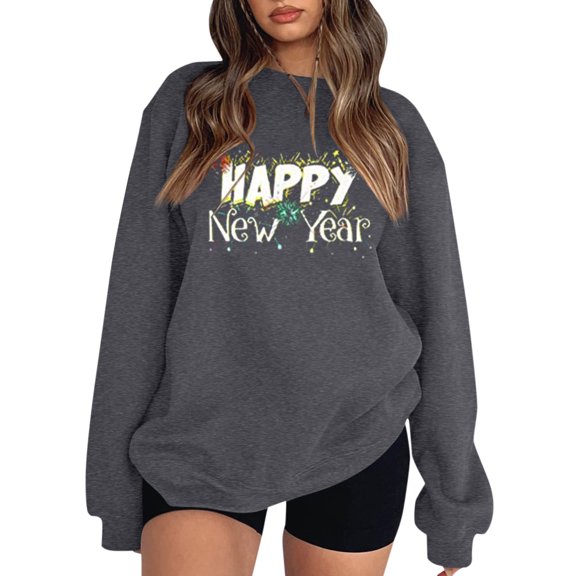 Vedolay Sweatshirt Hoodies for Women Oversized Sweatshirt Crew Neck Long Sleeve Casual Pullover Fall Clothes,Dark Gray S