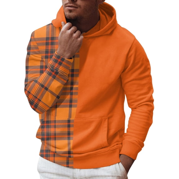 Vedolay Sweatshirt for Men 2023 Hoodies Sweater Coat Winter Warm Zipper Coat Outwear Orange,L