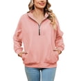 thumbnail image 1 of Vedolay Sweatshirt for Women 2023 Half Zip Pullover Sweatshirts Quarter Zip Oversized Hoodies Pink,XL, 1 of 5