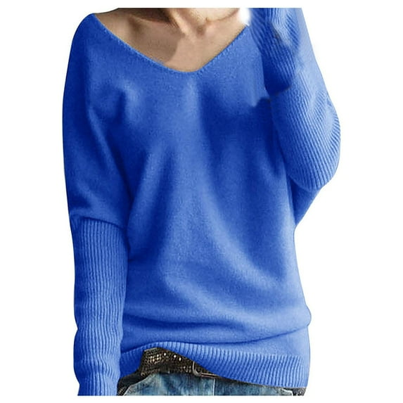 Vedolay Sweatshirt for Women Fashion 2023 Fall Long Sleeve Tunic Tops Loose Casual Pullover Jackets for Women Blue,XL