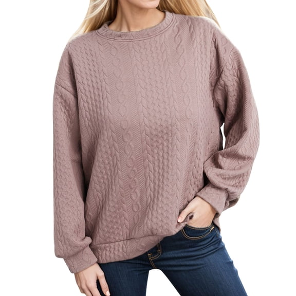 Vedolay Sweatshirt for Women Plus Crew Neck Long Sleeve Boyfriend Pullover Sweatshirts Pink,M