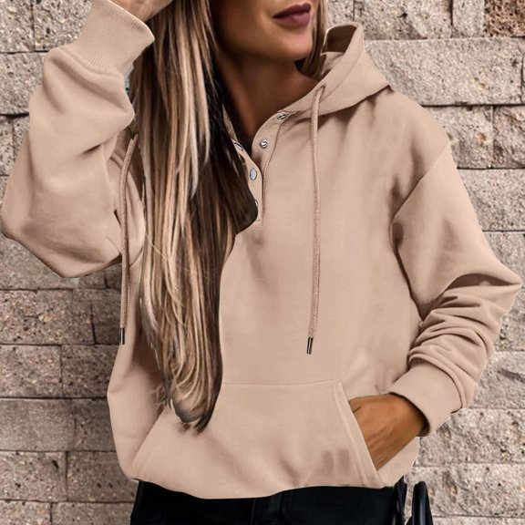 Vedolay Sweatshirts Hoodies for Women 2023 Sweatshirts Long Sleeve Crew Neck Pullover Casual 2023 Fall Clothes,Khaki L
