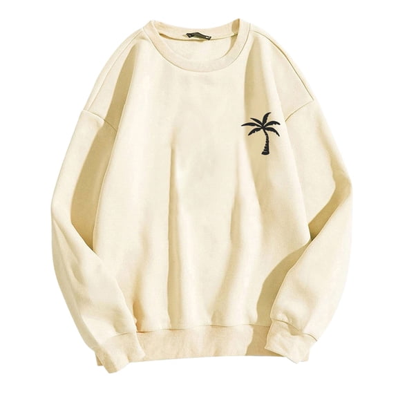 Vedolay Sweatshirts Women Womens Oversized Crewneck Sweatshirts Pullover Long Sleeve Cute Clothes,Beige L