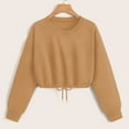 thumbnail image 1 of Vedolay Sweatshirts Women's 2023 Casual Sweatshirt Crewneck Long Sleeve Solid Color Shirts,Khaki L, 1 of 3