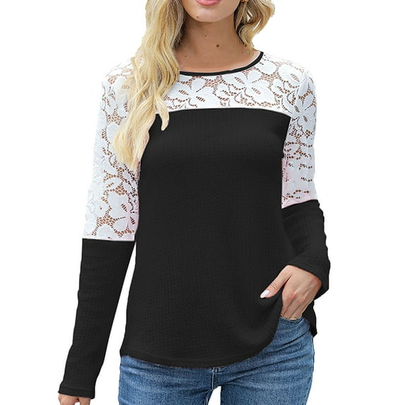 Vedolay Sweatshirts for Women Slim Tops for Womens Fitted Ribbed Pullovers Tee Top Black,M
