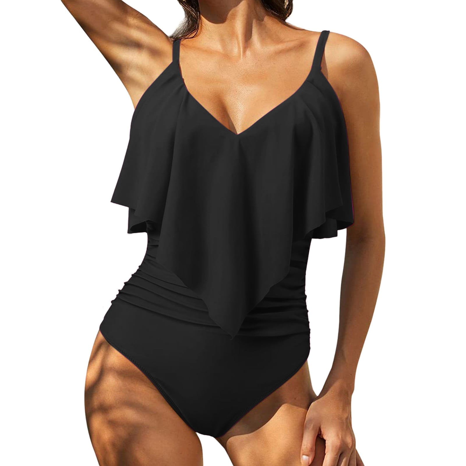 Ladies Printed Plunge One-Piece and Cover Up Swim Set main image 1