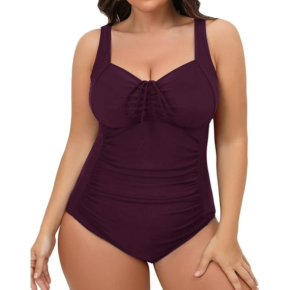 Vedolay Swimsuit Cover Women's Tummy Control Swimsuit One Piece Bathing Suit Vintage Printed Swimwear,Purple XXL