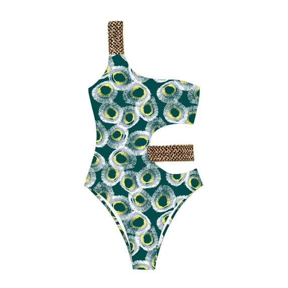 Vedolay Swimsuit Coverup For Women Women One Piece Mesh Swimsuits Vintage Tummy Control Bathing Suits,Green M