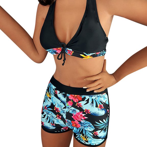 Vedolay Swimsuit Women Bikini Tankini Swimsuits for Women Tummy Control Bathing Suits Two Piece Tankini Tops with Bikini Bottoms Twist Swimwear,Black S