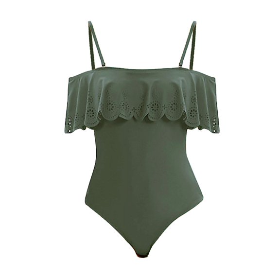 Vedolay Swimsuit Women Plus Size Women Plus Size Swimsuits One Piece Tummy Control Bathing Suits Retro Scalloped Twist Front Swimwear,Green XXL