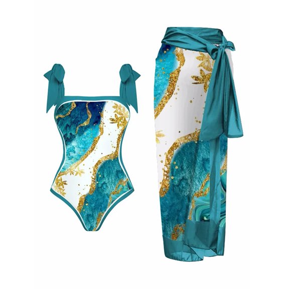 Vedolay Swimsuit Women's Tummy Control One Piece Bathing Suits V Neck Swimsuits Hand-Braid Macrame Ruched Swimwear,Blue XXL