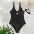thumbnail image 1 of Vedolay Swimsuits For Curvy Women One Piece Swimsuit for Women Vintage V Neck Twist Bathing Suit Tummy Control Monokini,Black S, 1 of 5