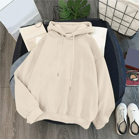 Vedolay T Shirts Women's 2023 Oversized Sweatshirt Crew Neck Long Sleeve Casual Pullover Fall Clothes,Beige L