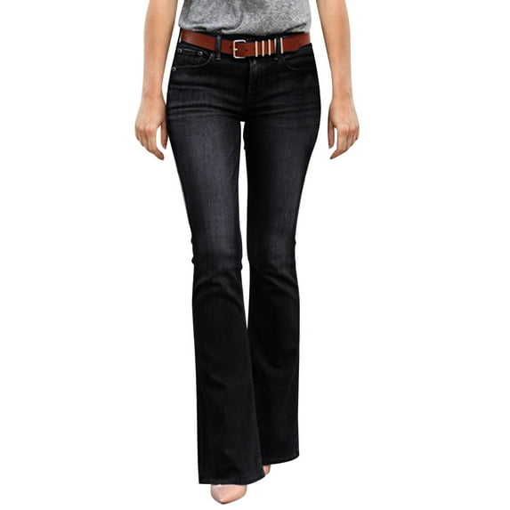 Vedolay Tall Women on Pants Women's Jeans Micro Flare Pants Middle Waist Jeans
