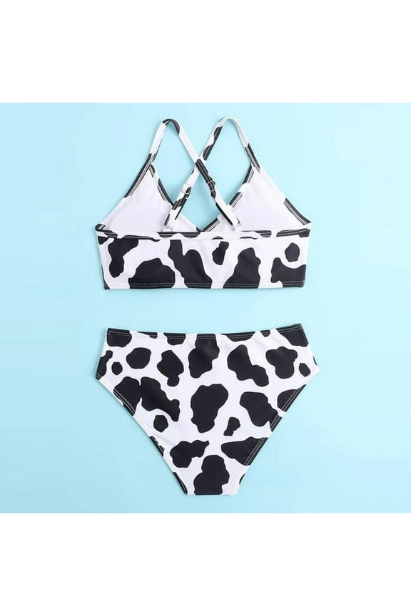 Teen Girl Swimsuits Girls 2 Piece Swimsuit Bathing Suit Sunflower Print Bikini Set V Neck Big Girl's Swimwear,Black 11-12 Years