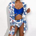 thumbnail image 1 of Vedolay Thong Bikini Swimsuit For Women Womens Blouson Striped Printed Strappy T-Back Push up Tankini Top with Shorts,Blue M, 1 of 5